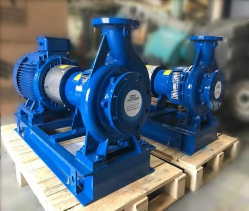 Ferrier pump order - 2 blue Crest Pump SHL pumps ready to be shipped